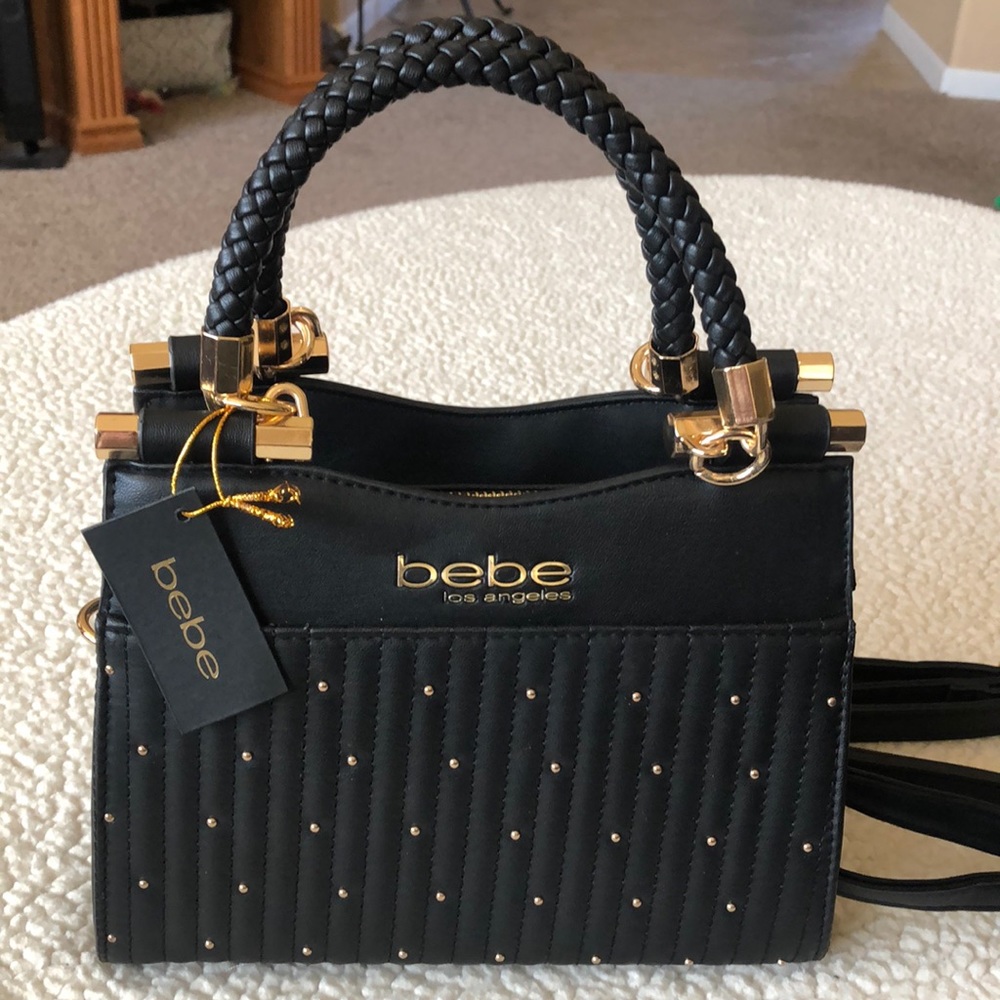 BEBE ALIAH STUD MICRO SHOPPER CROSSBODY BAG